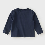 Dave&Bella Toddler Boys Navy Retro Soft Cozy Cotton Comfortable T-shirts