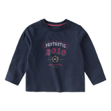 Dave&Bella Toddler Boys Navy Retro Soft Cozy Cotton Comfortable T-shirts