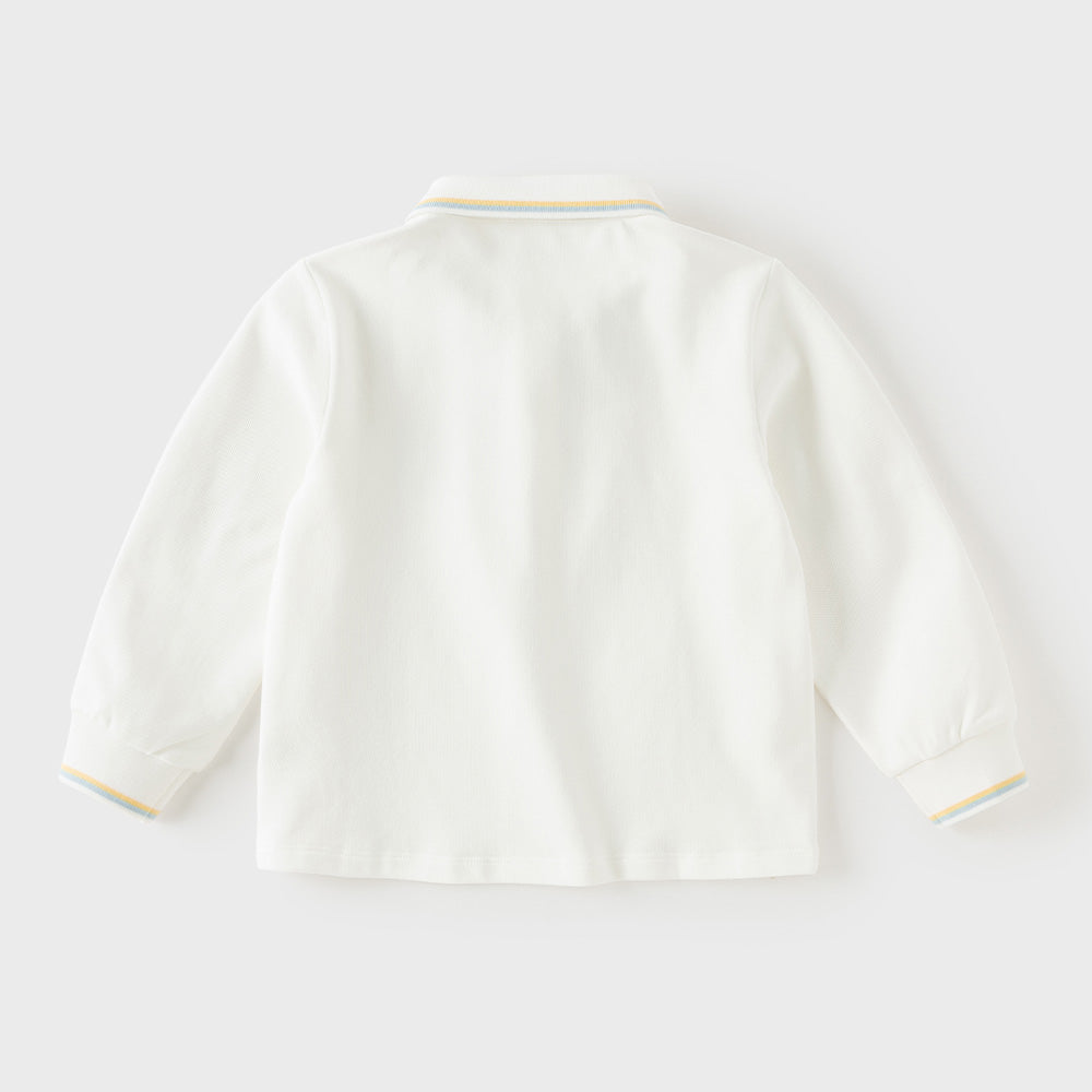 Dave&Bella Toddler Boys White Simple Versatile Comfortable Polos