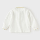 Dave&Bella Toddler Boys White Simple Versatile Comfortable Polos