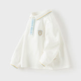Dave&Bella Toddler Boys White Simple Versatile Comfortable Polos