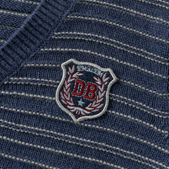 Dave&Bella Kid Boys Sea Blue Striped Classic Casual V-neck Versatile Cardigans