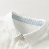 Dave&Bella Toddler Boys White Polo Collar Simple Versatile Cozy Cotton Preppy Shirts