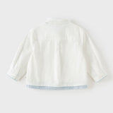 Dave&Bella Toddler Boys White Polo Collar Simple Versatile Cozy Cotton Preppy Shirts