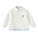 Dave&Bella Toddler Boys White Polo Collar Simple Versatile Cozy Cotton Preppy Shirts