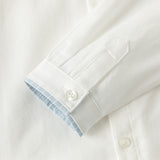 Dave&Bella Toddler Boys White Polo Collar Simple Versatile Cozy Cotton Preppy Shirts