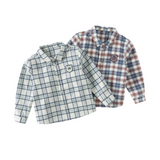 Dave&Bella Toddler Boys Blue White/Red Blue Plaid Cotton Comfortable Shirts