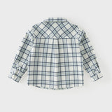 Dave&Bella Toddler Boys Blue White/Red Blue Plaid Cotton Comfortable Shirts