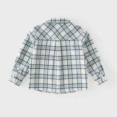 Dave&Bella Toddler Boys Blue White/Red Blue Plaid Cotton Comfortable Shirts
