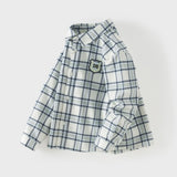 Dave&Bella Toddler Boys Blue White/Red Blue Plaid Cotton Comfortable Shirts