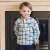 Dave&Bella Toddler Boys Blue White/Red Blue Plaid Cotton Comfortable Shirts
