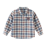 Dave&Bella Toddler Boys Blue White/Red Blue Plaid Cotton Comfortable Shirts