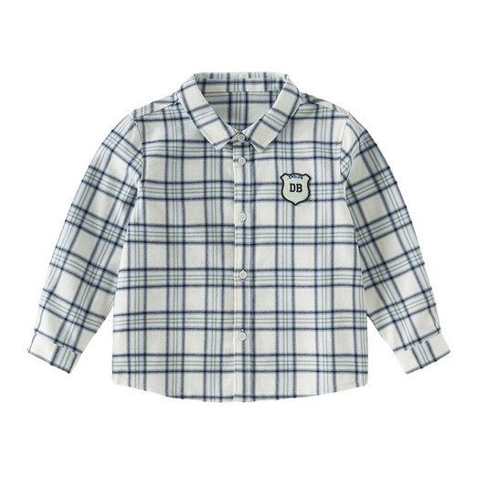 Dave&Bella Toddler Boys Blue White/Red Blue Plaid Cotton Comfortable Shirts