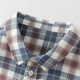 Dave&Bella Toddler Boys Blue White/Red Blue Plaid Cotton Comfortable Shirts