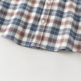Dave&Bella Toddler Boys Blue White/Red Blue Plaid Cotton Comfortable Shirts