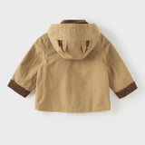 Dave&Bella Toddler Boys Dark Khaki Hooded Windproof Classic Coats