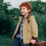 Dave&Bella Toddler Boys Dark Khaki Hooded Windproof Classic Coats