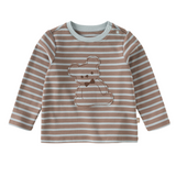 Dave&Bella Toddler Girls/Boys Gray Pink/Blue Striped Cute Print Soft Cotton T-shirts