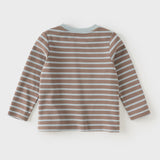 Dave&Bella Toddler Girls/Boys Gray Pink/Blue Striped Cute Print Soft Cotton T-shirts