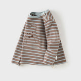 Dave&Bella Toddler Girls/Boys Gray Pink/Blue Striped Cute Print Soft Cotton T-shirts