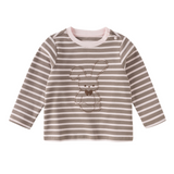 Dave&Bella Toddler Girls/Boys Gray Pink/Blue Striped Cute Print Soft Cotton T-shirts