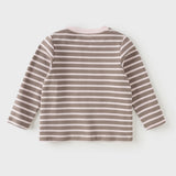 Dave&Bella Toddler Girls/Boys Gray Pink/Blue Striped Cute Print Soft Cotton T-shirts