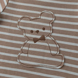 Dave&Bella Toddler Girls/Boys Gray Pink/Blue Striped Cute Print Soft Cotton T-shirts