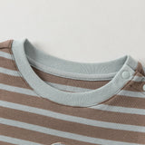 Dave&Bella Toddler Girls/Boys Gray Pink/Blue Striped Cute Print Soft Cotton T-shirts