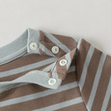 Dave&Bella Toddler Girls/Boys Gray Pink/Blue Striped Cute Print Soft Cotton T-shirts