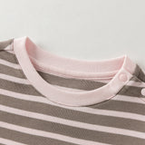 Dave&Bella Toddler Girls/Boys Gray Pink/Blue Striped Cute Print Soft Cotton T-shirts