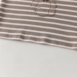 Dave&Bella Toddler Girls/Boys Gray Pink/Blue Striped Cute Print Soft Cotton T-shirts