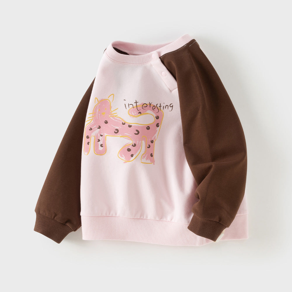 Dave&Bella Toddler Girls/Boys Pink/Green Cute Animal Print Comfortable Sweatshirts