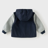 Dave&Bella Toddler Boys Navy Hooded Cozy Soft Comfortable Cotton Versatile Coats