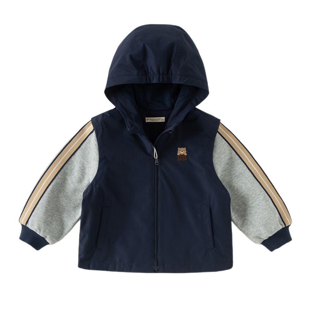 Dave&Bella Toddler Boys Navy Hooded Cozy Soft Comfortable Cotton Versatile Coats