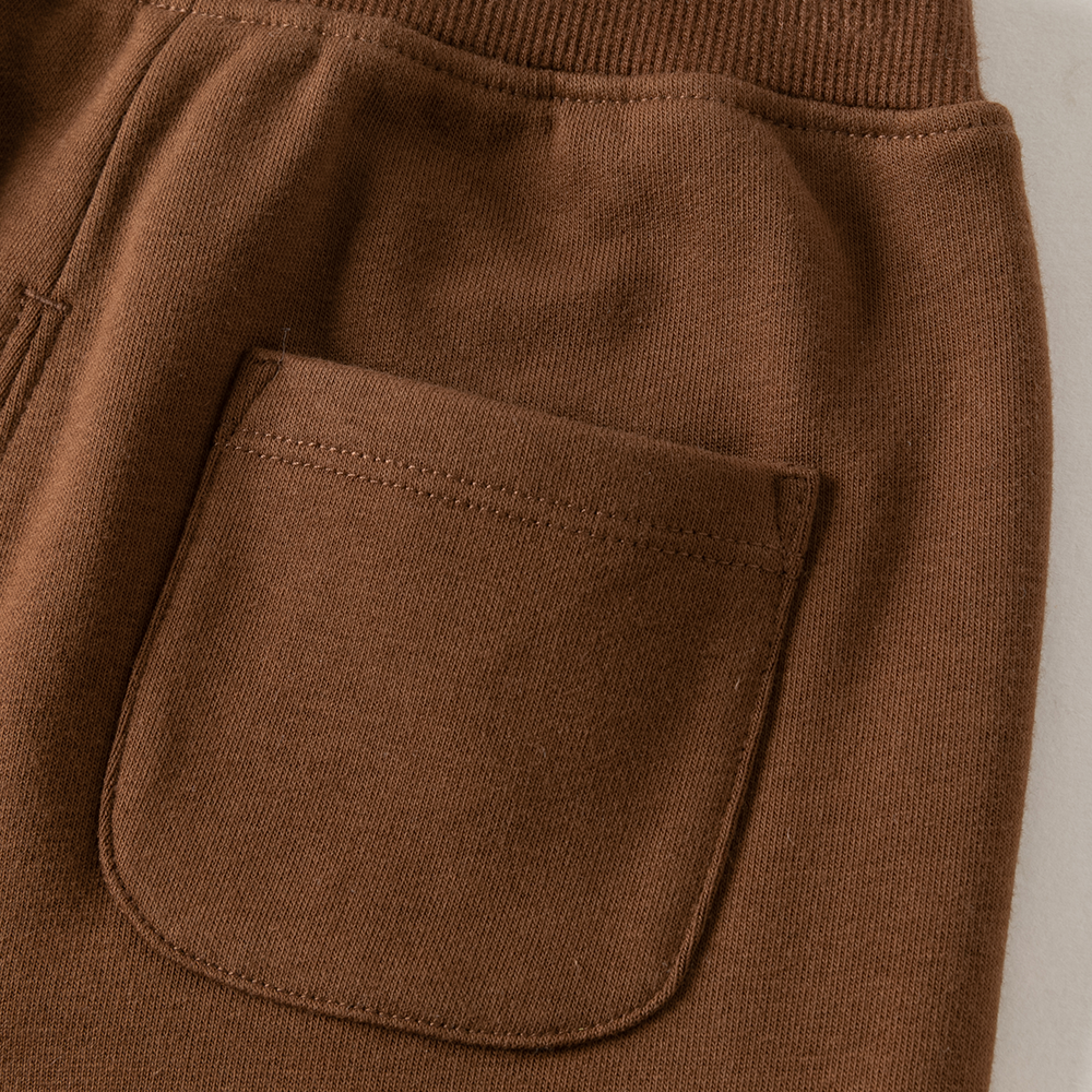 Dave&Bella Toddler Boys Navy/Dark Brown Simple Soft Elastic Waist Jogger Pants