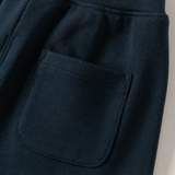 Dave&Bella Toddler Boys Navy/Dark Brown Simple Soft Elastic Waist Jogger Pants