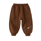Dave&Bella Toddler Boys Navy/Dark Brown Simple Soft Elastic Waist Jogger Pants