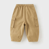 Dave&Bella Toddler Boys Khaki Simple Casual Loose Pocket Cargo Pants