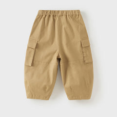 Dave&Bella Toddler Boys Khaki Simple Casual Loose Pocket Cargo Pants