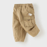 Dave&Bella Toddler Boys Khaki Simple Casual Loose Pocket Cargo Pants