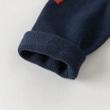 Dave&Bella Toddler Boys Navy Letter Jacquard V-neck Soft Cozy Cardigans