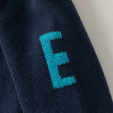 Dave&Bella Toddler Boys Navy Letter Jacquard V-neck Soft Cozy Cardigans