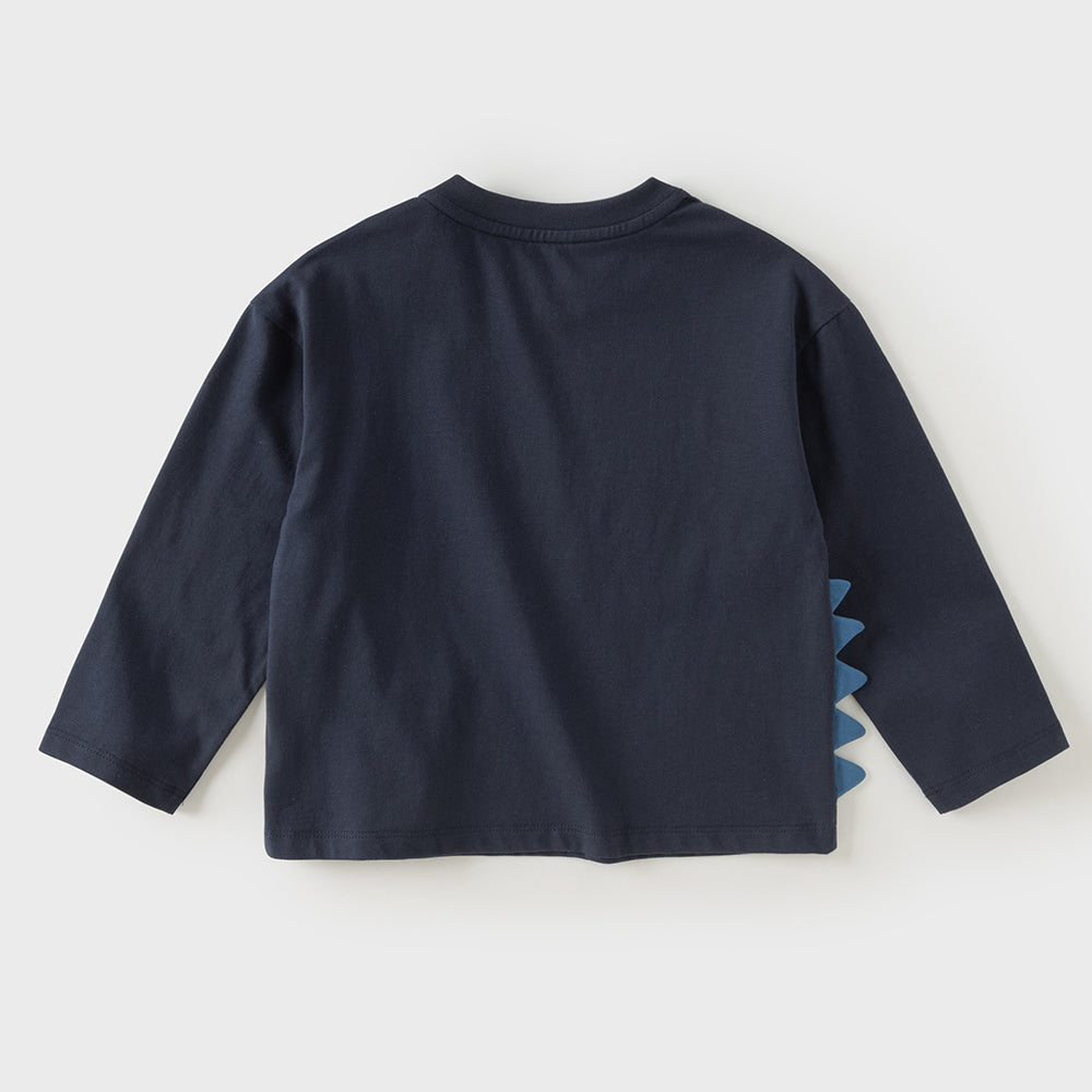 Dave&Bella Toddler Boys Navy Cute Dinosaur Print Comfortable Cozy Cotton T-shirts