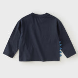 Dave&Bella Toddler Boys Navy Cute Dinosaur Print Comfortable Cozy Cotton T-shirts