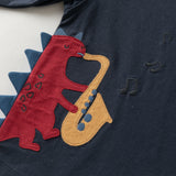 Dave&Bella Toddler Boys Navy Cute Dinosaur Print Comfortable Cozy Cotton T-shirts