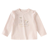 Dave&Bella Toddler Girls Pink Sweet Rabbit Print Cozy Soft Cotton T-Shirts