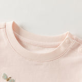 Dave&Bella Toddler Girls Pink Sweet Rabbit Print Cozy Soft Cotton T-Shirts