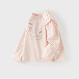 Dave&Bella Toddler Girls Pink Sweet Rabbit Print Cozy Soft Cotton T-Shirts