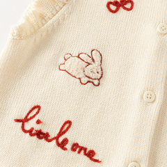 Dave&Bella Toddler Girls Beige Cute Jacquard Comfortable Soft Cotton Vests