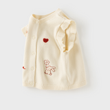 Dave&Bella Toddler Girls Beige Cute Jacquard Comfortable Soft Cotton Vests
